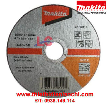 Đá cắt sắt Makita D-18758 (100x1.0x16mm)