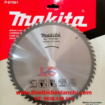 Lưỡi cắt gỗ hợp kim 60 răng Makita P-67991(255 x 25.4 x 60T)
