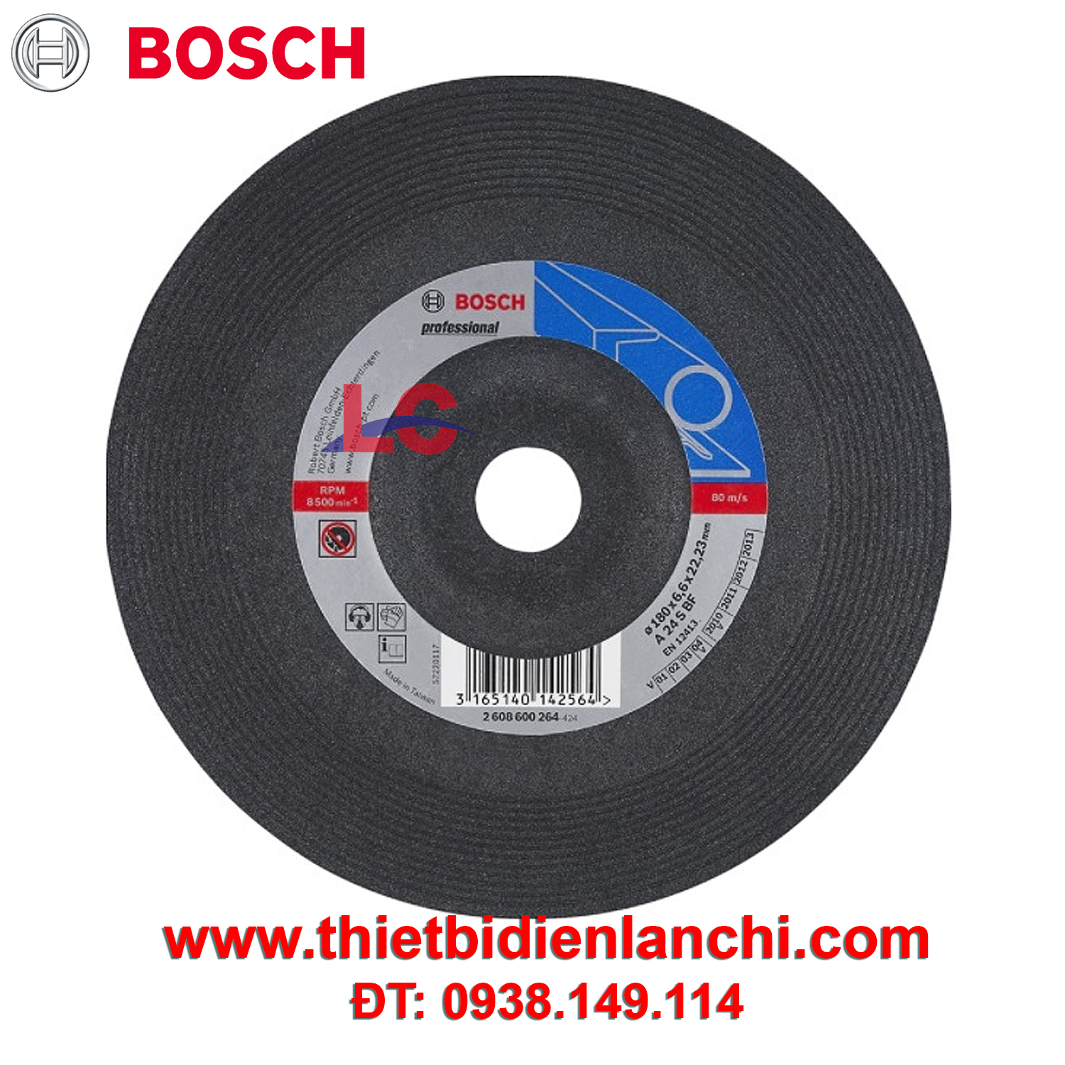 Đá mài sắt Bosch 2608600264 (180 x 6 x 22.2mm) Đá mài sắt Bosch 2608600264 (180 x 6 x 22.2mm)