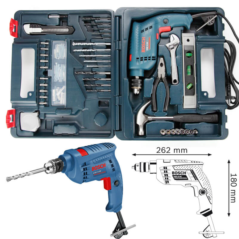 BỘ MÁY KHOAN 500W BOSCH GSB 10 RE SET (100 chi tiết) BỘ MÁY KHOAN 500W BOSCH GSB 10 RE SET (100 chi tiết)