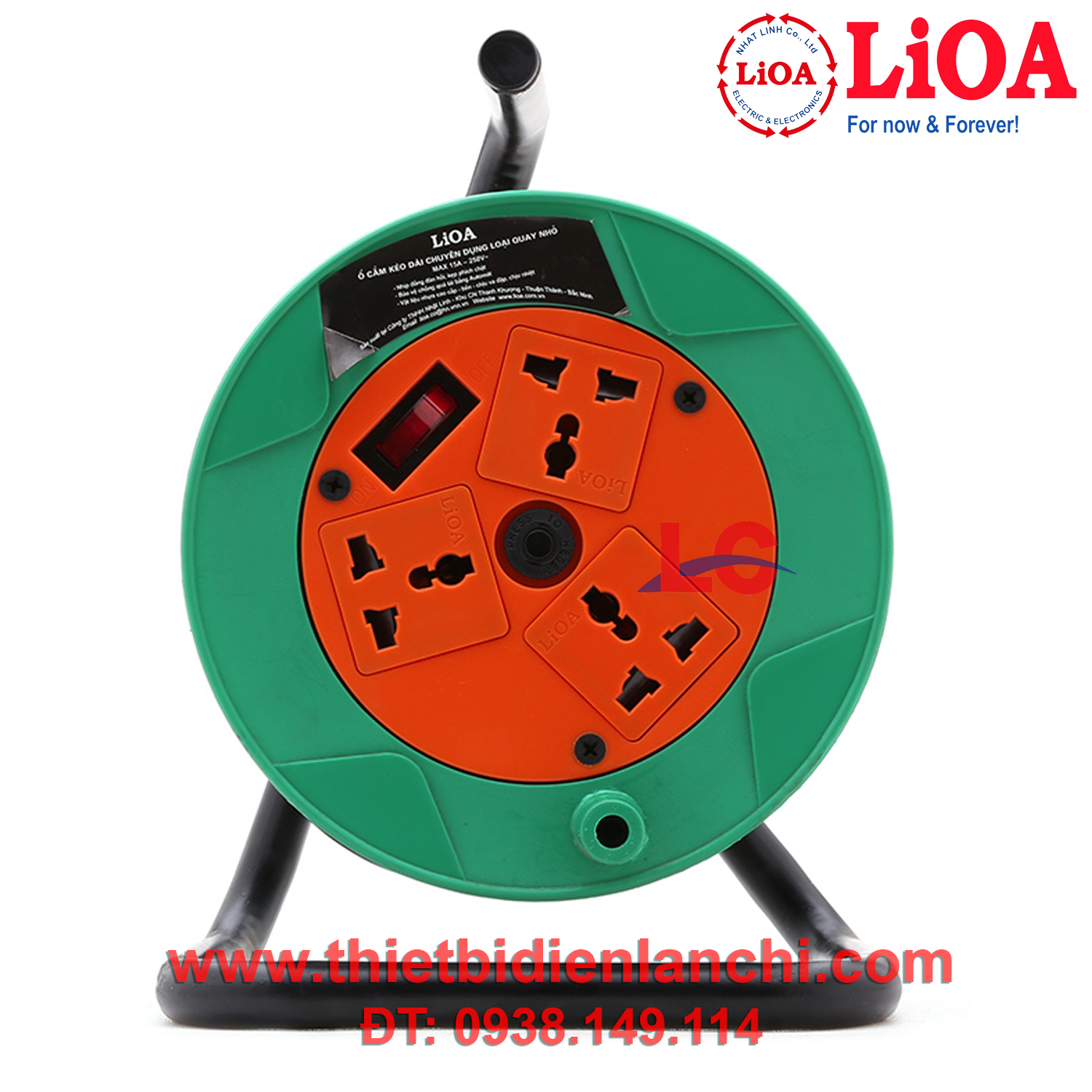 Ổ cắm kéo dài quay tay kiểu Rulo nhỏ LiOA QN20-2-15A 20m x 2 15A Ổ cắm kéo dài quay tay kiểu Rulo nhỏ LiOA QN20-2-15A 20m x 2 15A