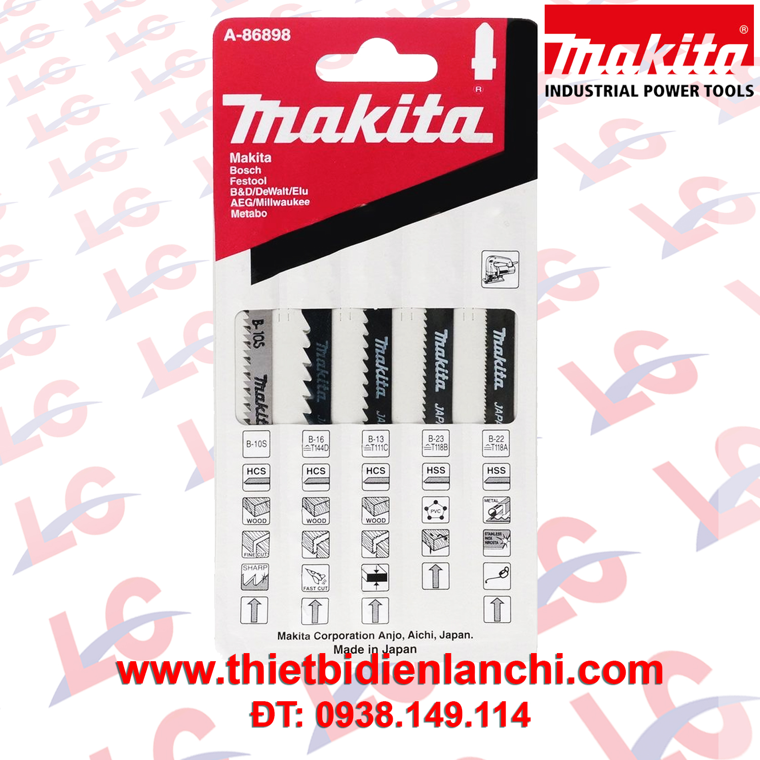 Bộ lưỡi cưa lọng 5 cây Makita A-86898 Bộ lưỡi cưa lọng 5 cây Makita A-86898