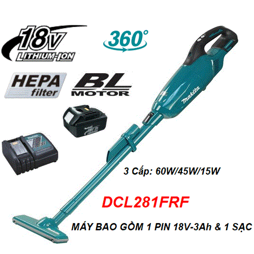 Máy hút bụi dùng pin Makita DCL281FRF Máy hút bụi dùng pin Makita DCL281FRF