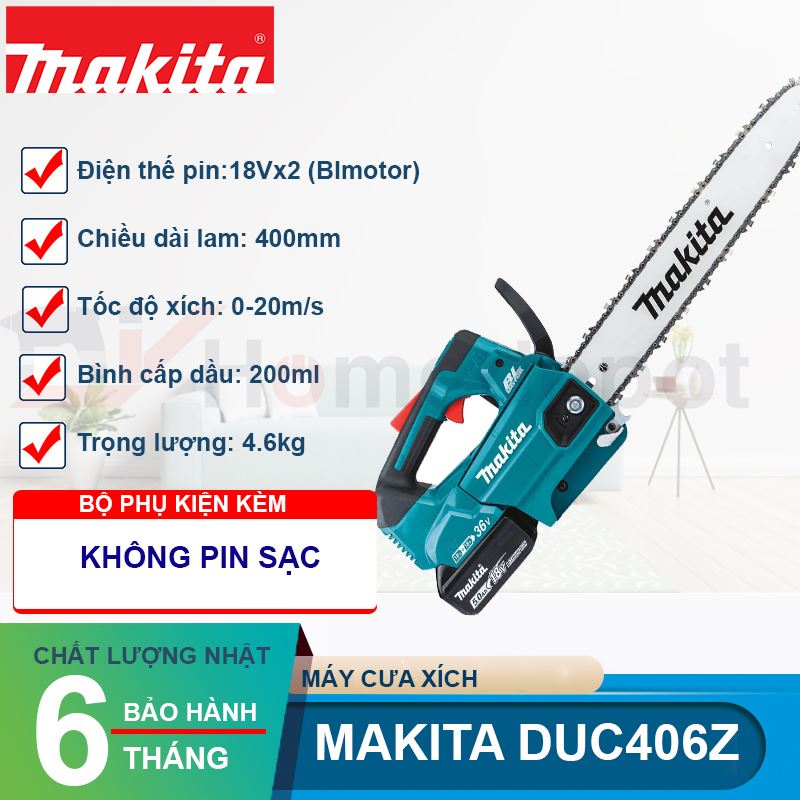 M&aacute;y cưa x&iacute;ch d&ugrave;ng 2 pin 18V Makita DUC406Z