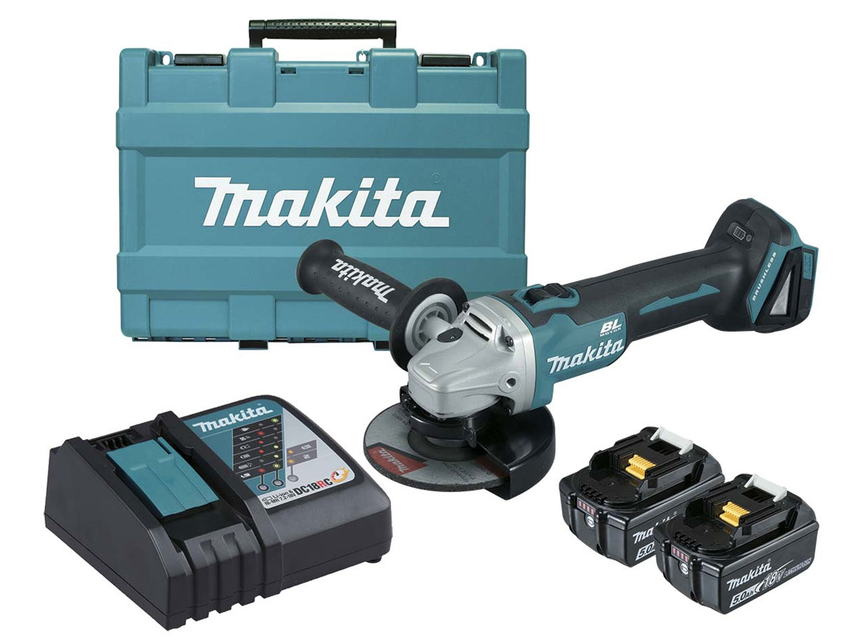 M&aacute;y m&agrave;i g&oacute;c d&ugrave;ng pin Makita DGA506RTE (125mm/c&ocirc;ng tắc trượt/BL) 18V -  META.vn