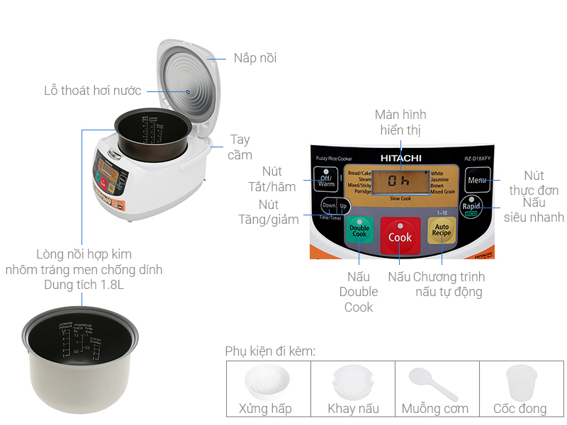 Nồi cơm điện tử Hitachi 1 l&iacute;t RZ-D10XFY