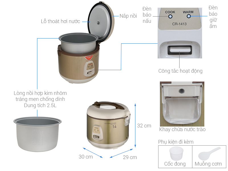 Nồi cơm điện Cuckoo 2.5 l&iacute;t CR-1413