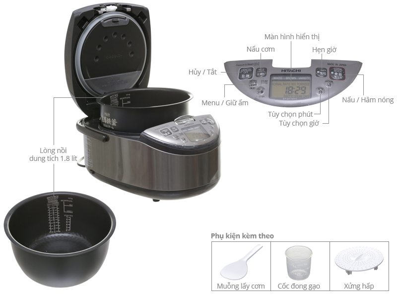 Nồi cơm điện từ Hitachi RZ-KG18YS 1.8 l&iacute;t