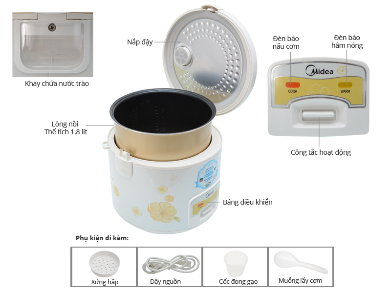 Nồi cơm điện Midea CM18SS 1.8 lít