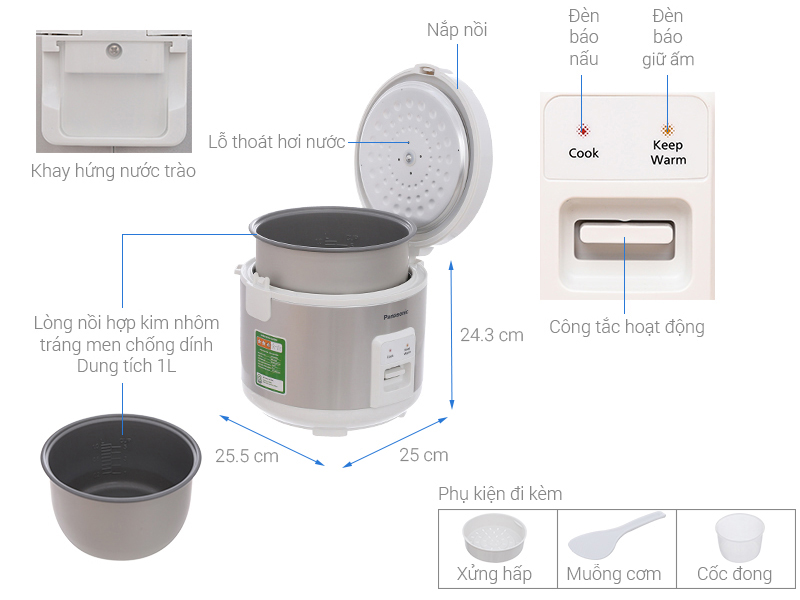 Nồi cơm điện Panasonic 1 l&iacute;t SR-MVN107LRA