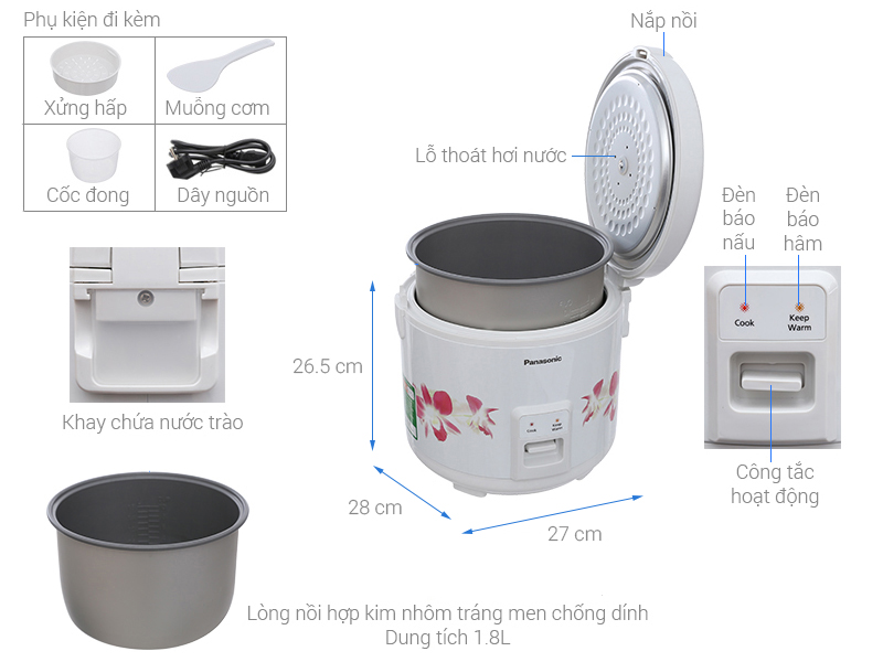 Nồi cơm điện Panasonic 1.8 lít SR-MVN187HRA