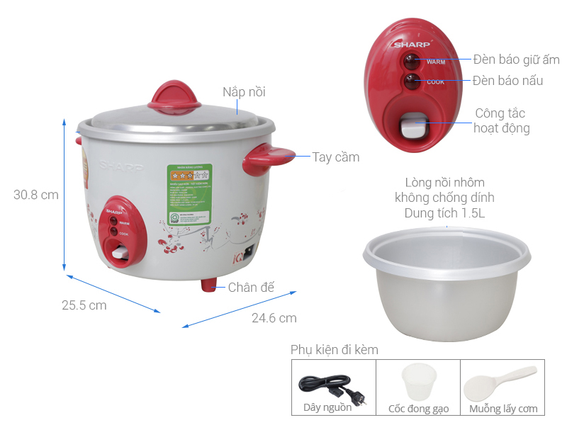 Nồi cơm điện Sharp 1.5 l&iacute;t KSH-D15V
