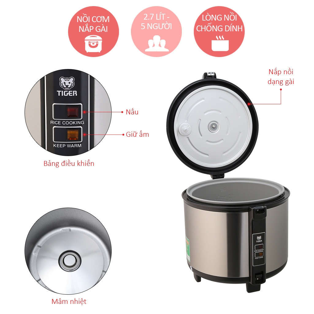 Nồi cơm điện Tiger 2.7 l&iacute;t JCC- 2700