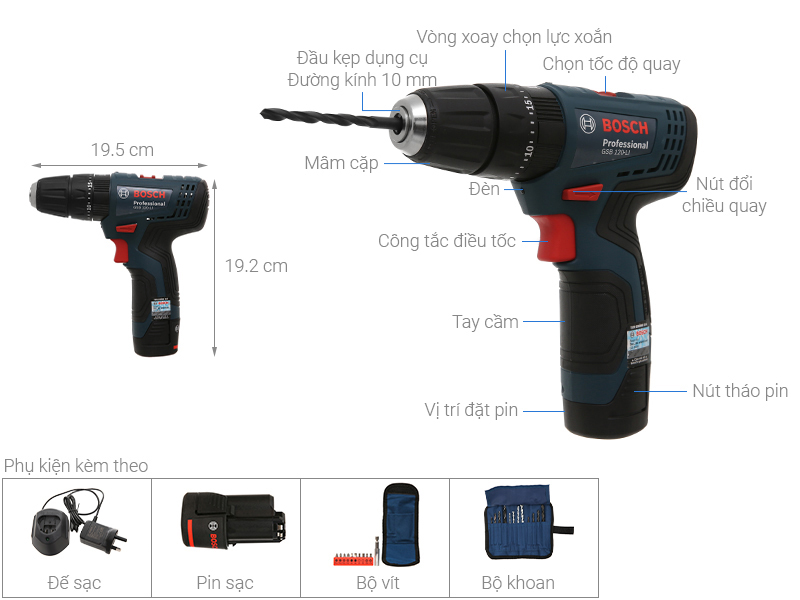 M&aacute;y khoan động lực pin Bosch GSB 120-LI 12V