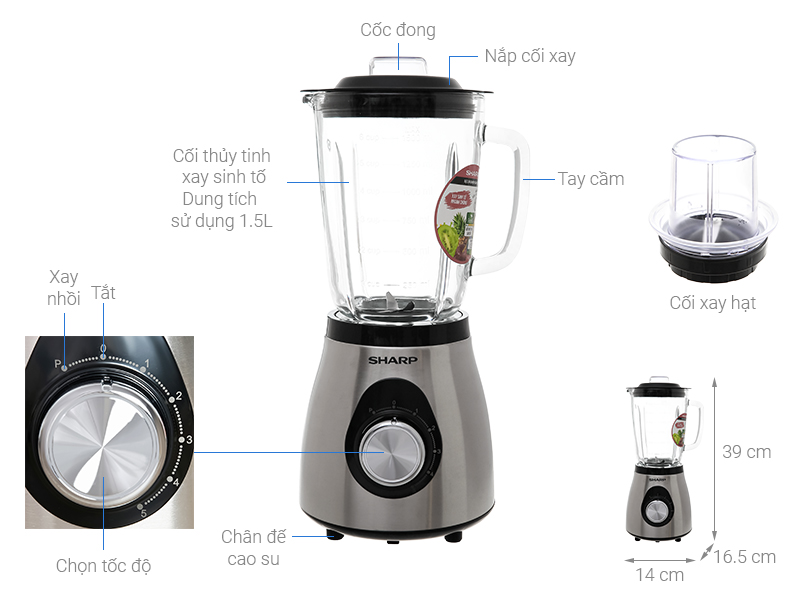 M&aacute;y xay sinh tố Sharp EM-S155GV-ST