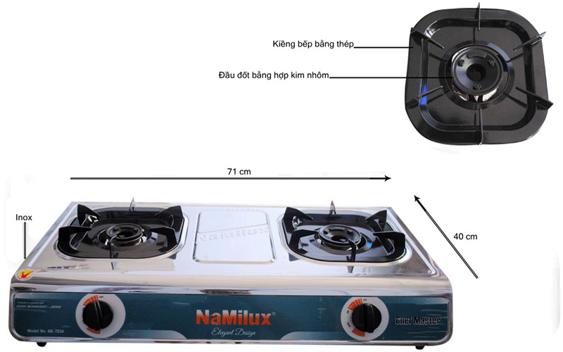 Bếp gas đ&ocirc;i Namilux NA-703ASM - H&agrave;ng ch&iacute;nh h&atilde;ng