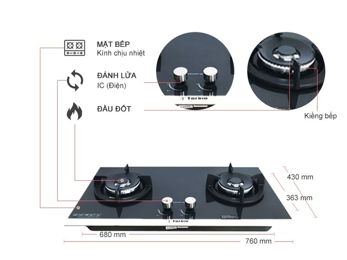 BẾP GAS TORINO VALENTINO-2B(SV)