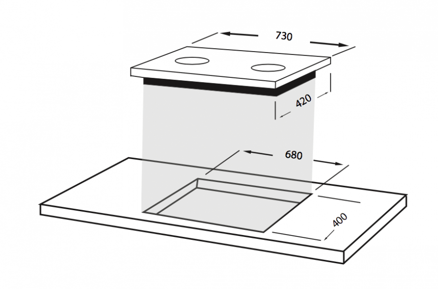 lắp đặt bếp từ Faber FB 2INS kích thước lắp đặt