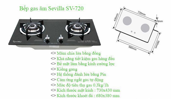 Bếp gas &acirc;m Sevilla SV-720S - H&agrave;ng ch&iacute;nh h&atilde;ng