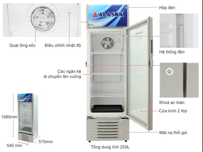 Tủ m&aacute;t Alaska 210 l&iacute;t LC-333H