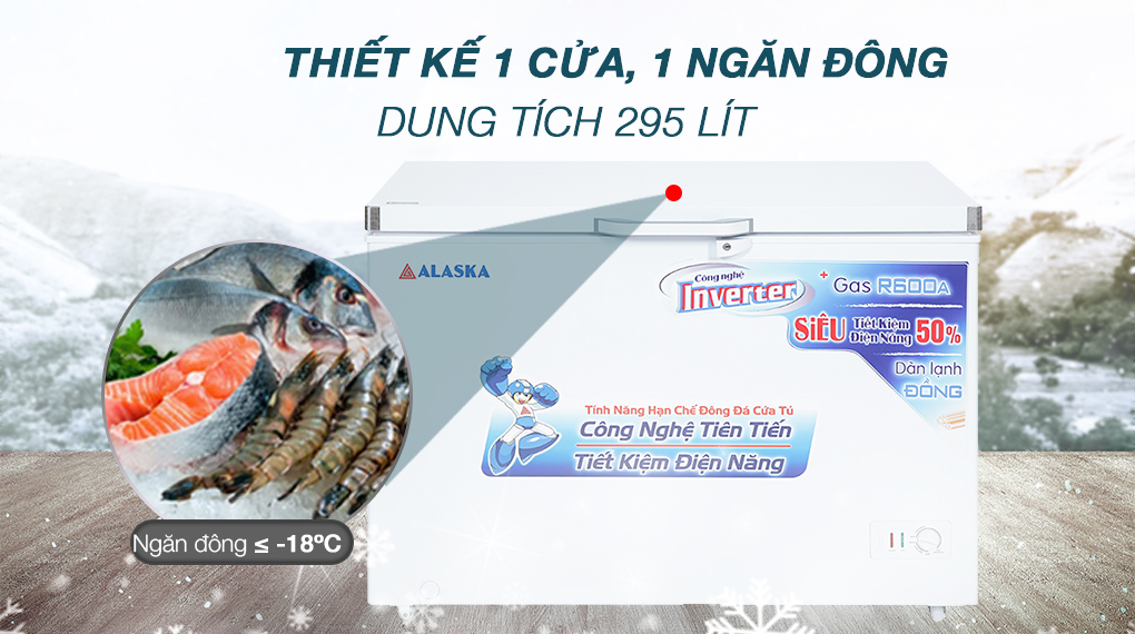 Tủ đông Alaska Inverter 295 lít BD 400CI - Tổng quan thiết kế Tủ đông Alaska Inverter 295 lít BD 400CI - Tổng quan thiết kế