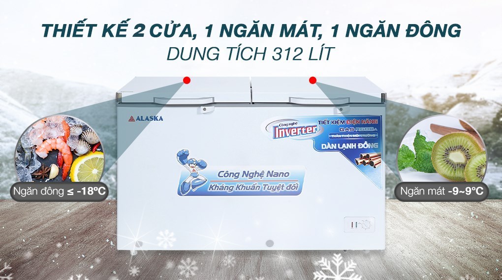 Tủ đông Alaska Inverter 312 lít BCD 5068CI - Tổng quan thiết kế Tủ đông Alaska Inverter 312 lít BCD 5068CI - Tổng quan thiết kế
