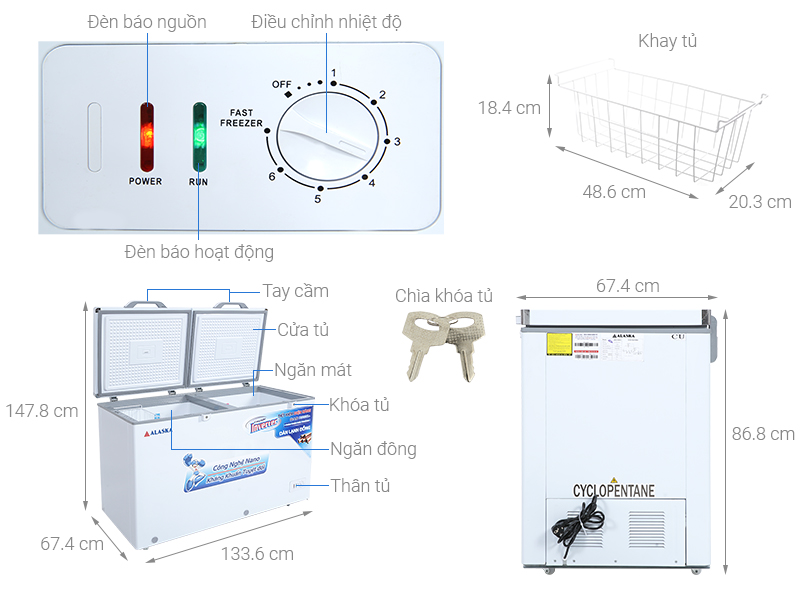 Tủ đ&ocirc;ng Alaska Inverter 312 l&iacute;t BCD 5068CI