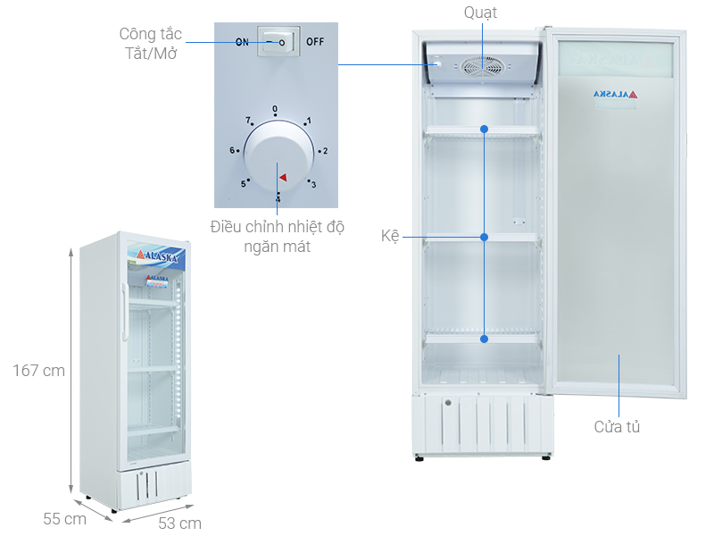 Tủ m&aacute;t Alaska 270 l&iacute;t LC 455H