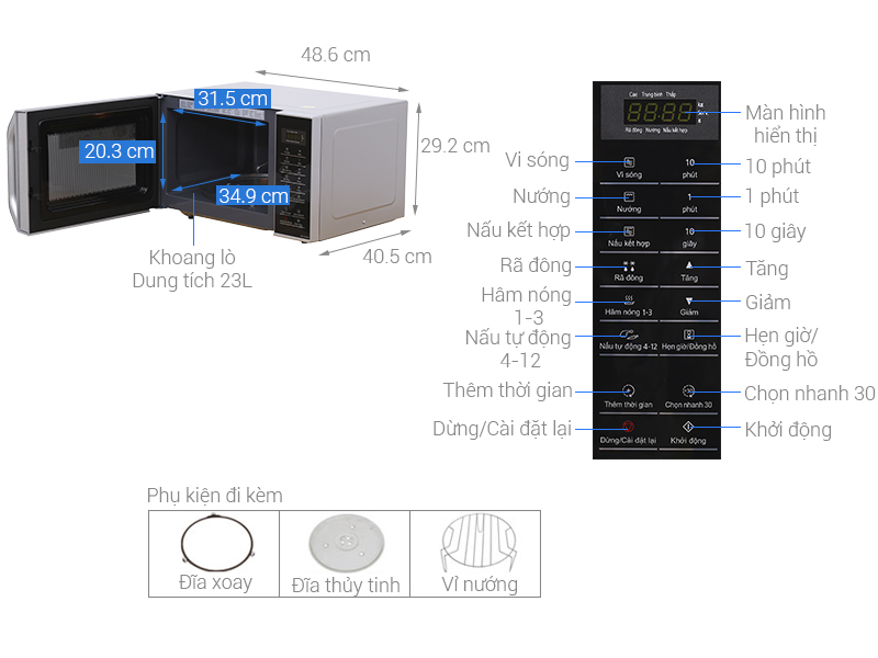 Lò vi sóng có nướng Panasonic NN-GT35HMYUE 23 lít