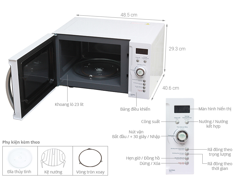 L&ograve; vi s&oacute;ng c&oacute; nướng Sharp R-G371VN-W 23 l&iacute;t