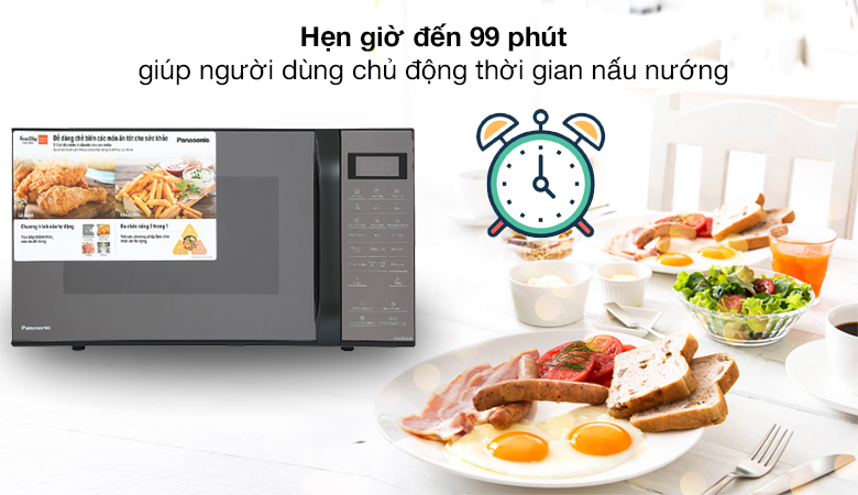 Hẹn giờ 99 phút - Lò vi sóng có nướng Panasonic NN-CT66MBYUE 27 lít Hẹn giờ 99 phút - Lò vi sóng có nướng Panasonic NN-CT66MBYUE 27 lít