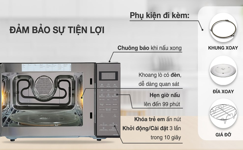 Tiện ích - Lò vi sóng có nướng Panasonic NN-CT66MBYUE 27 lít Tiện ích - Lò vi sóng có nướng Panasonic NN-CT66MBYUE 27 lít