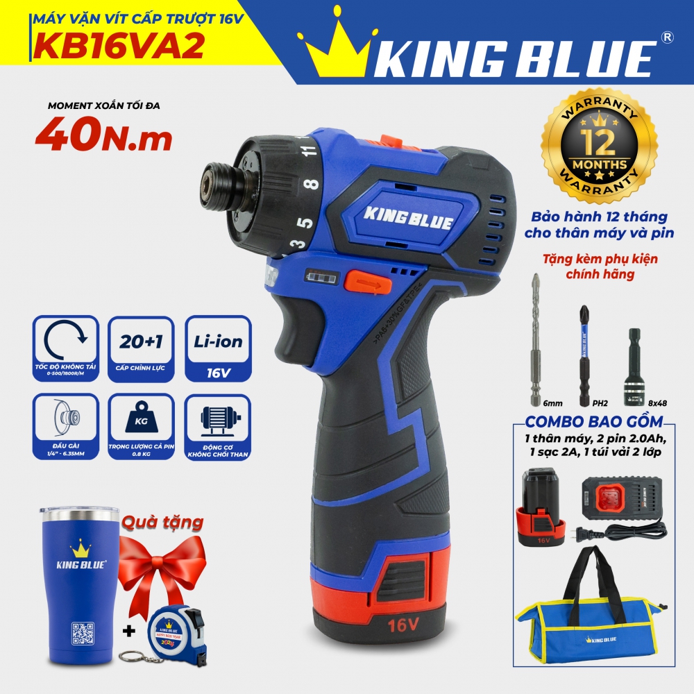 Máy Vặn Vít Cấp Trượt Kingblue 16V KB16VA2 Máy Vặn Vít Cấp Trượt Kingblue 16V KB16VA2