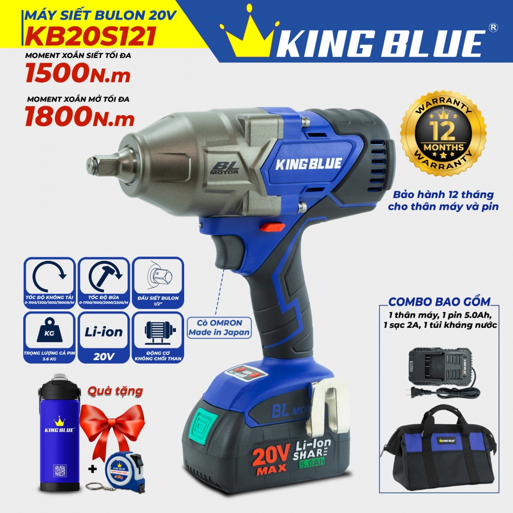Máy Siết Bulon 20V Kingblue KB20S121 Máy Siết Bulon 20V Kingblue KB20S121