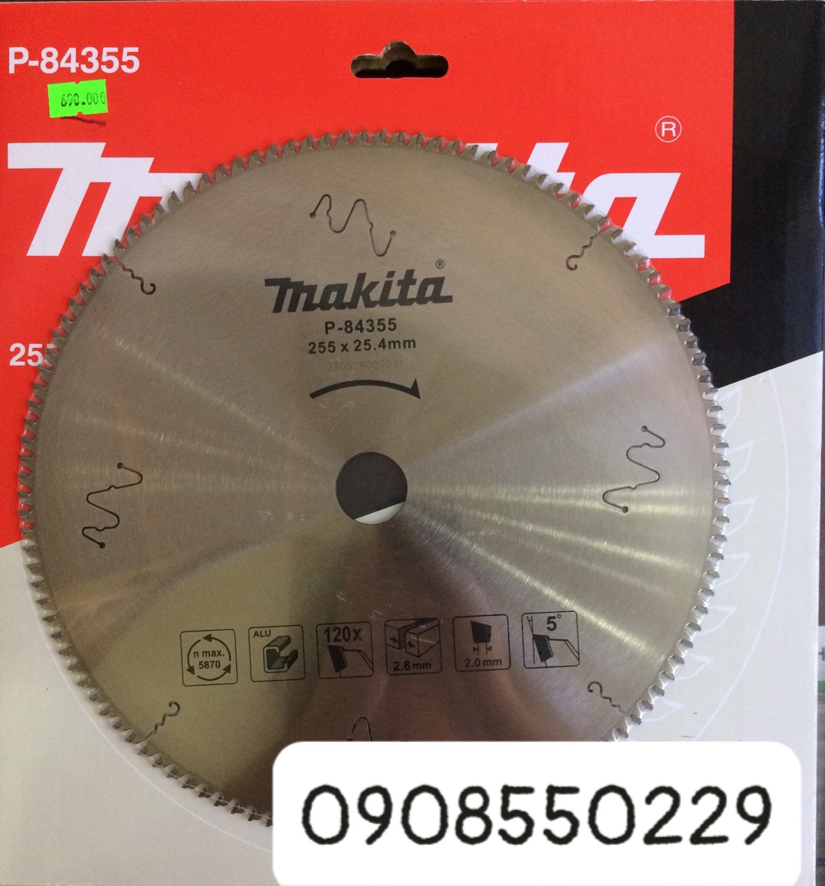 Lưỡi cưa hợp kim cho nhôm 255x25.4x120T Makita P-84355 Lưỡi cưa hợp kim cho nhôm 255x25.4x120T Makita P-84355