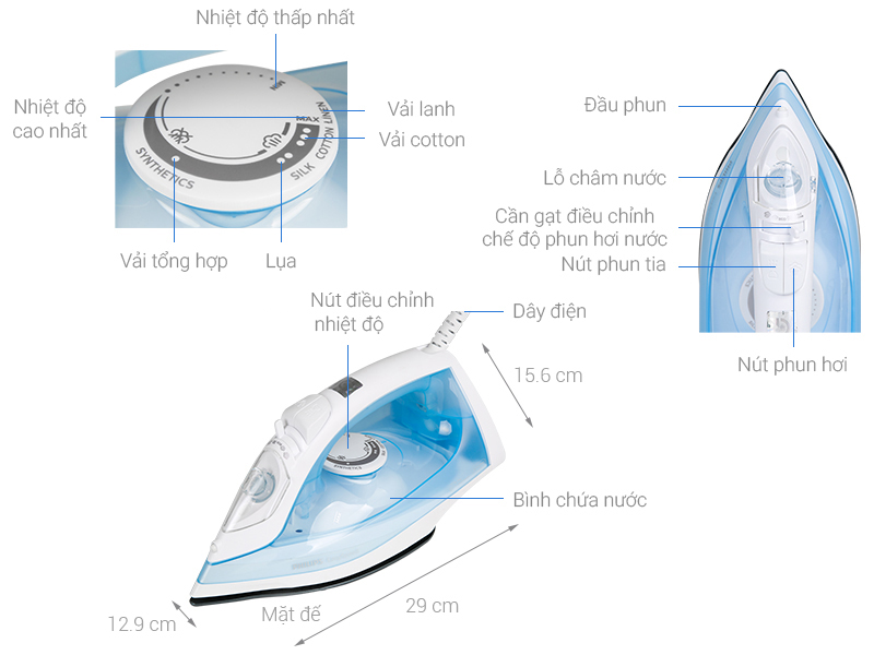 Bàn ủi hơi nước Philips GC1740 2000W Bàn ủi hơi nước Philips GC1740 2000W