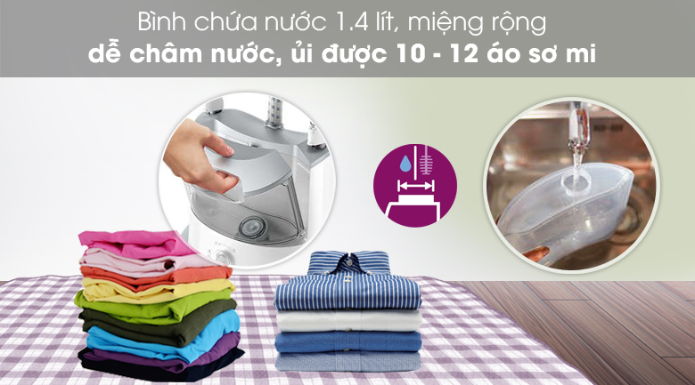 Bình nước lớn - Bàn ủi hơi nước đứng Philips GC487 Bình nước lớn - Bàn ủi hơi nước đứng Philips GC487