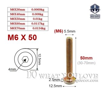 Bulong Lục Giác Chìm M6 x 50 mm – 25 Con